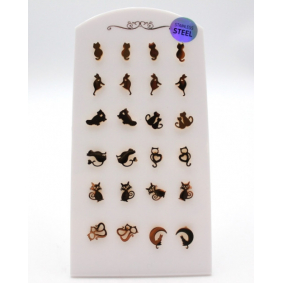 Pack 12 Boucles d'oreilles acier doré