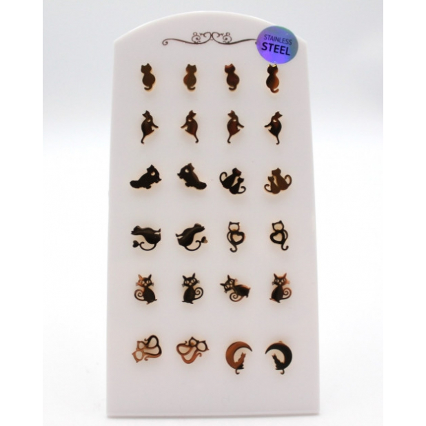 Pack 12 Boucles d'oreilles acier doré