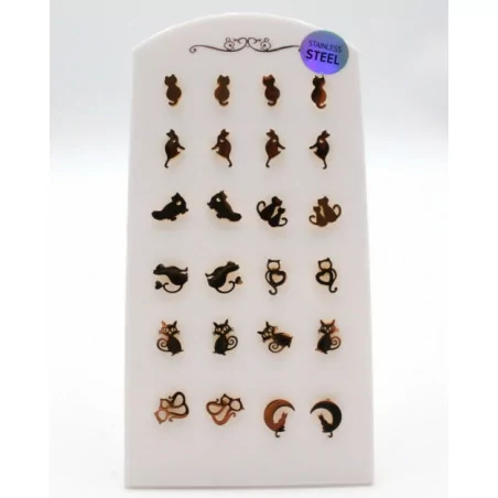 Pack 12 Boucles d'oreilles acier doré