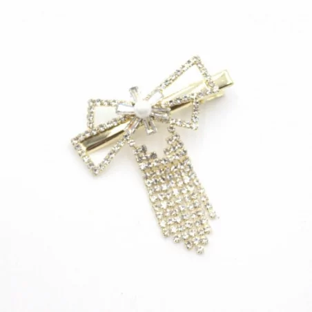 Pince à  cheveux en métal doré et strass