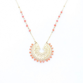 Collier acier pendentif et perles de cristal