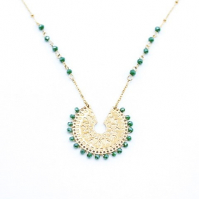 Collier acier pendentif et cristal