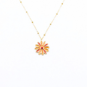 Collier acier avec pendentif fleur