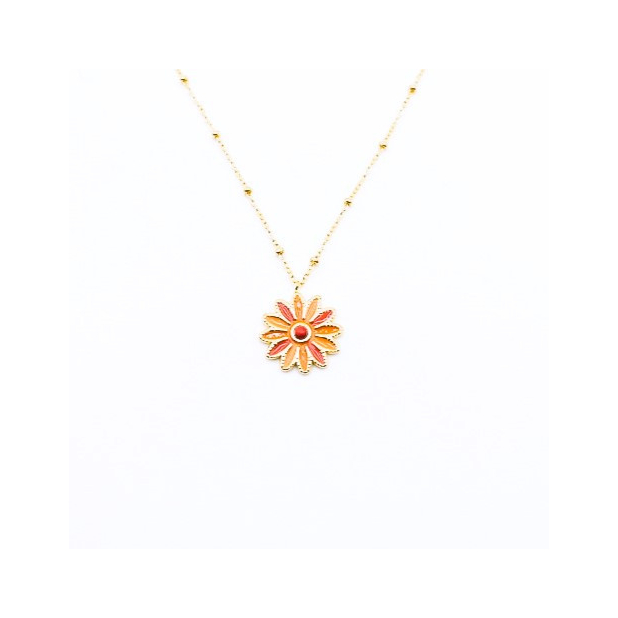 Collier acier avec pendentif fleur