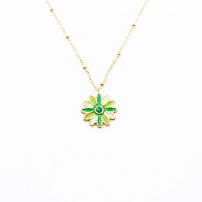 Collier acier avec pendentif fleur