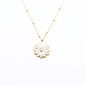 Collier acier avec pendentif fleur