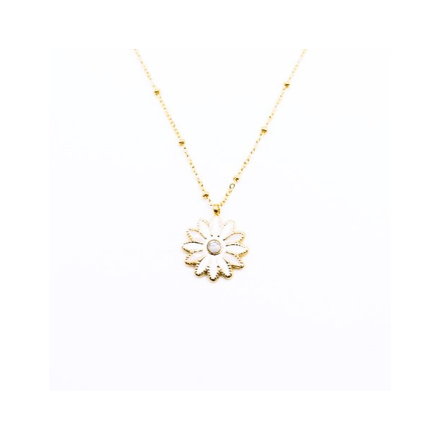 Collier acier avec pendentif fleur