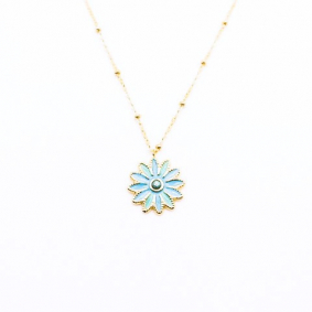 Collier acier avec pendentif fleur