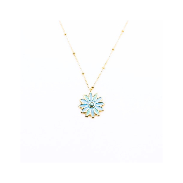 Collier acier avec pendentif fleur
