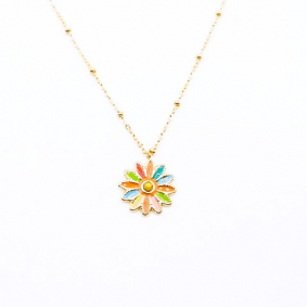 Collier acier motif marguerite