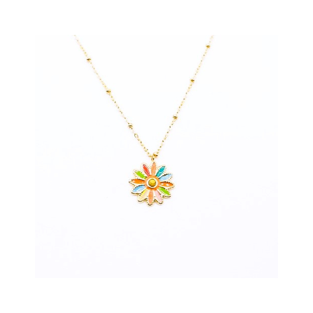 Collier acier motif marguerite
