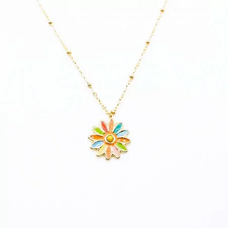 Collier acier motif marguerite
