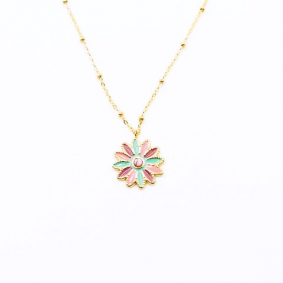 Collier acier avec pendentif fleur