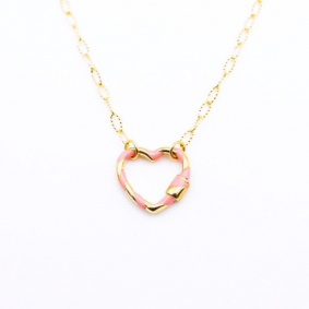 Collier acier pendentif coeur émaillé