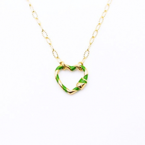 Collier acier pendentif coeur émaillé