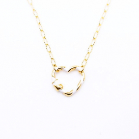 Collier acier pendentif coeur émaillé