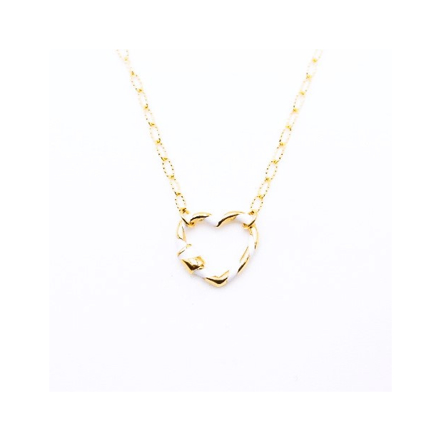 Collier acier pendentif coeur émaillé