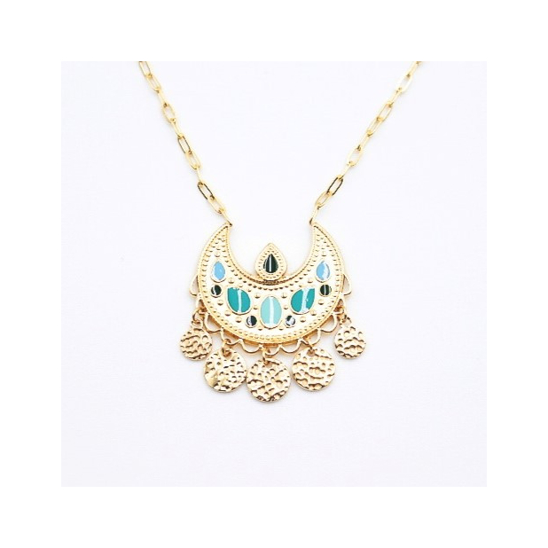 Collier style mauresque avec pampille bleu