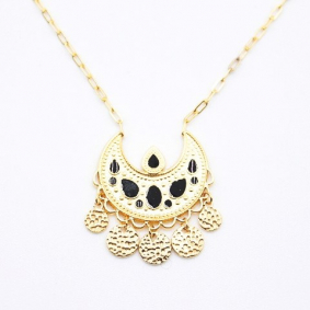 Collier style mauresque avec pampille noir