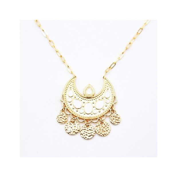 Collier style mauresque avec pampille blanc