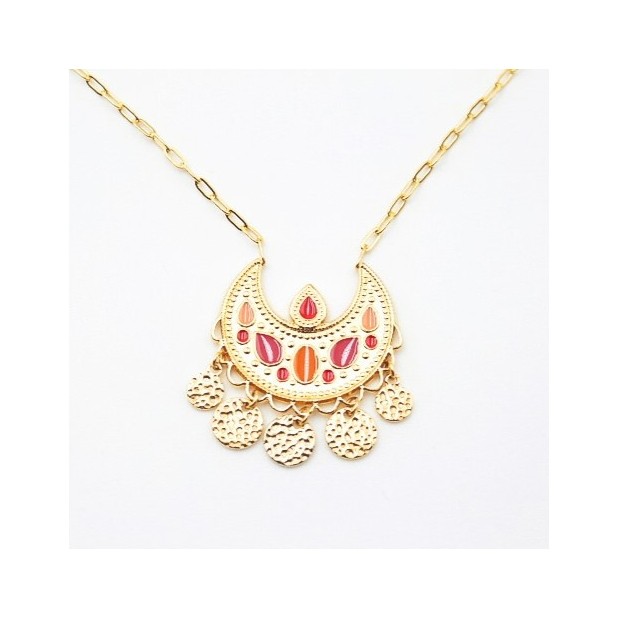 Collier style mauresque avec pampille rouge