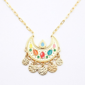 Collier style mauresque avec pampille multicolore