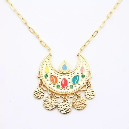 Collier style mauresque avec pampille multicolore