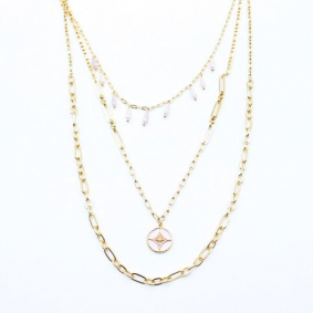 Collier multirang tendance rose