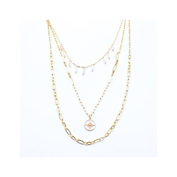 Collier multirang tendance rose