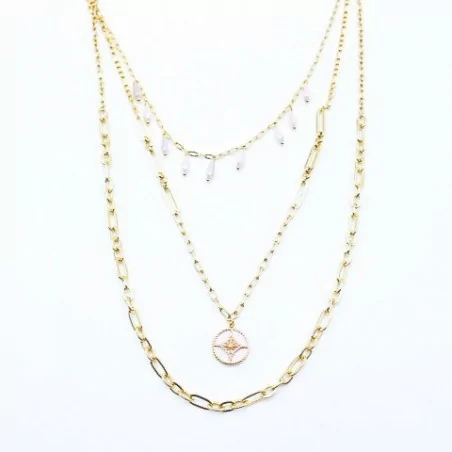 Collier multirang tendance rose