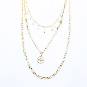 Collier multirang tendance blanc