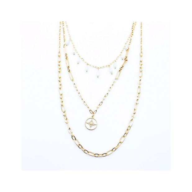 Collier multirang tendance blanc