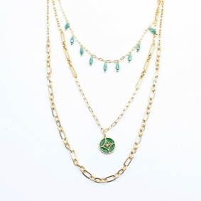 Collier multirang tendance vert