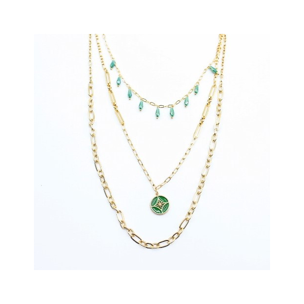 Collier multirang tendance vert