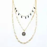 Collier multirang tendance noir doré