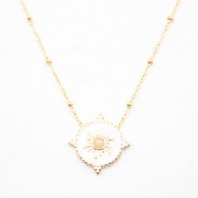 Collier fin pampille colorée