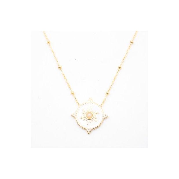 Collier fin pampille colorée