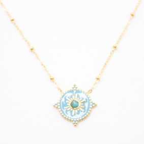 Collier fin pampille colorée