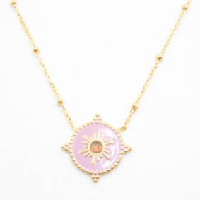 Collier fin pampille colorée