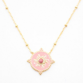 Collier fin pampille colorée