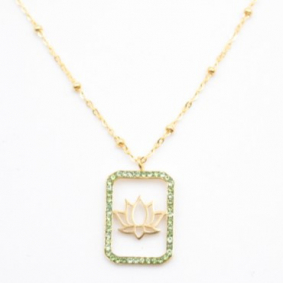 Collier pendentif strass et lotus
