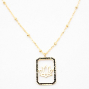 Collier pendentif strass et lotus