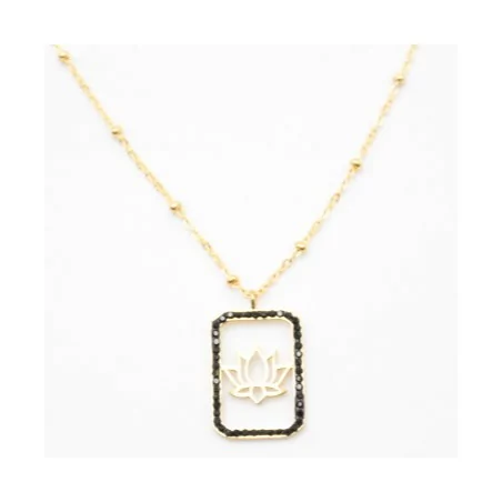Collier pendentif strass et lotus