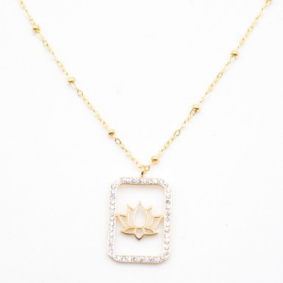 Collier pendentif strass et lotus