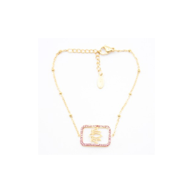 Bracelet pendentif strass et lotus
