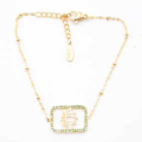 Bracelet pendentif strass et lotus