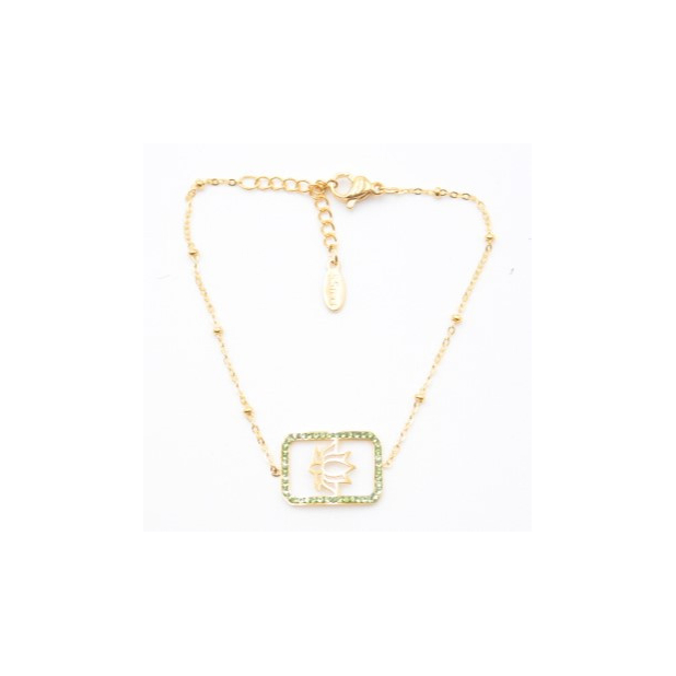 Bracelet pendentif strass et lotus