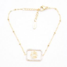 Bracelet pendentif strass et lotus