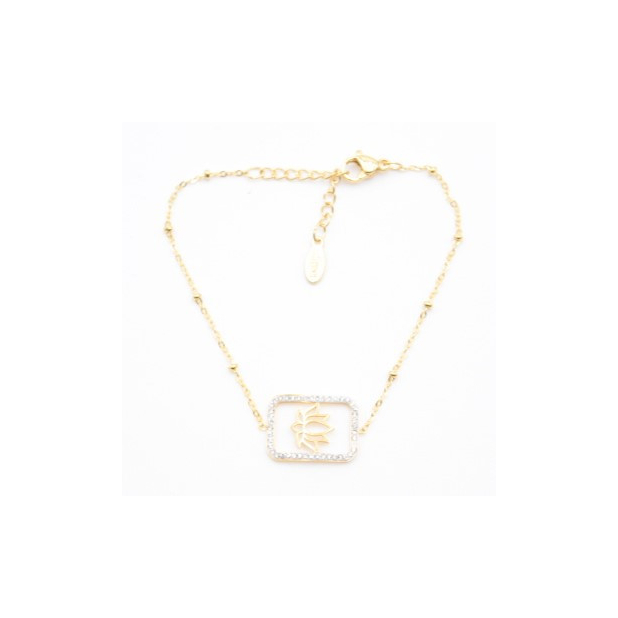 Bracelet pendentif strass et lotus
