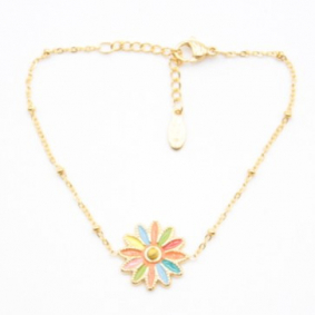 Bracelet tendance avec fleur colorée